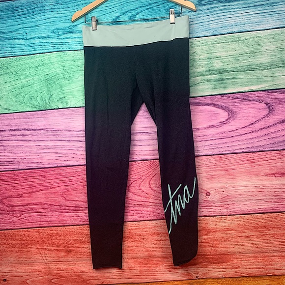 TNA Pants - TNA high waisted dark grey and sky blue cursive logo leggings